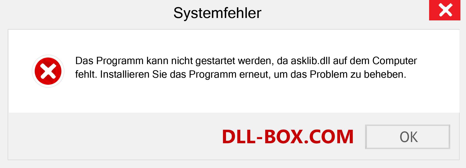 asklib.dll-Datei fehlt?. Download für Windows 7, 8, 10 - Fix asklib dll Missing Error unter Windows, Fotos, Bildern